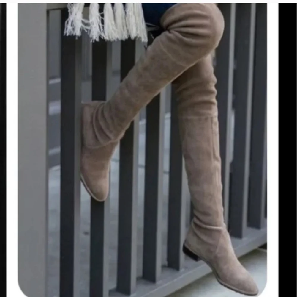GUC Mark Fisher Taupe Suede Size 9.5 Over The Knee Tie Back Boots!!